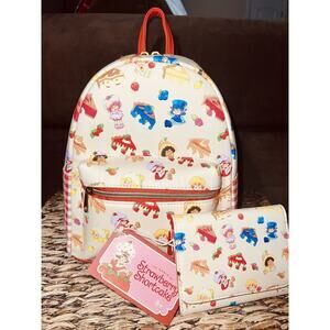 Loungefly Strawberry Shortcake & Friends Cake Pie Toss Mini Backpack Wallet